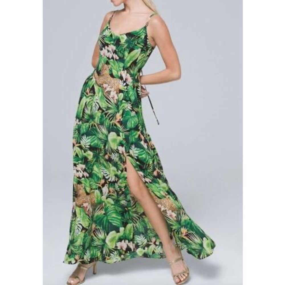 White House Black Market Tropical Print Maxi Dress | Size 6 | Leopard Jungle Pat